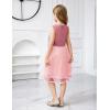 Arshiner Girls Dress Formal Party Fluffy Tulle Sleeveless Belted Dresses Size 3-11Y(Light Pink)