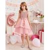 Arshiner Girls Dress Formal Party Fluffy Tulle Sleeveless Belted Dresses Size 3-11Y(Pink)