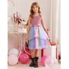 Arshiner Girls Dress Formal Party Fluffy Tulle Sleeveless Belted Dresses Size 3-11Y(Rainbow)