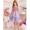 Arshiner Girls Dress Formal Party Fluffy Tulle Sleeveless Belted Dresses Size 3-11Y(Rainbow)