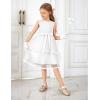 Arshiner Girls Dress Formal Party Fluffy Tulle Sleeveless Belted Dresses Size 3-11Y(White)