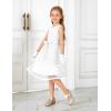 Arshiner Girls Dress Formal Party Fluffy Tulle Sleeveless Belted Dresses Size 3-11Y(White)