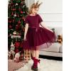 Arshiner Girls Dress Tutu Fluffy Summer Dresses Belted Wedding Party Flower Girls’ Dress Size 3-11 Years(Wine Red)