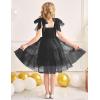 Arshiner Girls Dresses Summer Sleeveless Bow-Tie Straps Formal Fancy Party Birthday Tulle Dress(Black)
