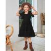 Arshiner Girls Dresses Summer Sleeveless Bow-Tie Straps Formal Fancy Party Birthday Tulle Dress(Black)