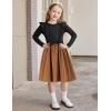 Arshiner Girls Fall Winter Dress Plaid Ribbed Ruffles Long Sleeve Dresses Cute Bowknot Little Girls Clothes 2-6 Years(Black / Brwon)