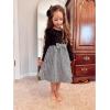 Arshiner Girls Fall Winter Dress Plaid Ribbed Ruffles Long Sleeve Dresses Cute Bowknot Little Girls Clothes 2-6 Years(Black / Houndstooth)