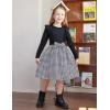 Arshiner Girls Fall Winter Dress Plaid Ribbed Ruffles Long Sleeve Dresses Cute Bowknot Little Girls Clothes 2-6 Years(Black / Houndstooth)