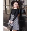 Arshiner Girls Fall Winter Dress Plaid Ribbed Ruffles Long Sleeve Dresses Cute Bowknot Little Girls Clothes 2-6 Years(Black / Houndstooth)