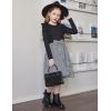 Arshiner Girls Fall Winter Dress Plaid Ribbed Ruffles Long Sleeve Dresses Cute Bowknot Little Girls Clothes 2-6 Years(Black / Houndstooth)