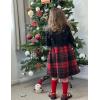 Arshiner Girls Fall Winter Dress Plaid Ribbed Ruffles Long Sleeve Dresses Cute Bowknot Little Girls Clothes 2-6 Years(Black / Red Plaid)
