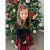 Arshiner Girls Fall Winter Dress Plaid Ribbed Ruffles Long Sleeve Dresses Cute Bowknot Little Girls Clothes 2-6 Years(Black / Red Plaid)