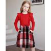 Arshiner Girls Fall Winter Dress Plaid Ribbed Ruffles Long Sleeve Dresses Cute Bowknot Little Girls Clothes 2-6 Years(Red / Red Plaid)
