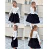 Arshiner Girls Fall Winter Dress Plaid Ribbed Ruffles Long Sleeve Dresses Cute Bowknot Little Girls Clothes 2-6 Years(White / Black)