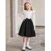Arshiner Girls Fall Winter Dress Plaid Ribbed Ruffles Long Sleeve Dresses Cute Bowknot Little Girls Clothes 2-6 Years(White / Black)