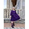 Arshiner Girls Long Sleeve Dresses Fall Party Formal Holiday Swing Flowy Ruffle Midi Dress(Purple)
