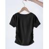 Arshiner Girls Shirts Side Ruched Short Sleeve Crewneck Fitted Tops Casual Summer Soft Tee Clothes 5-12 Years(Black)