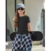 Arshiner Girls Shirts Side Ruched Short Sleeve Crewneck Fitted Tops Casual Summer Soft Tee Clothes 5-12 Years(Black)
