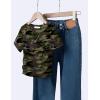 Arshiner Girls Shirts Side Ruched Short Sleeve Crewneck Fitted Tops Casual Summer Soft Tee Clothes 5-12 Years(Camo)