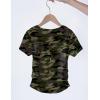 Arshiner Girls Shirts Side Ruched Short Sleeve Crewneck Fitted Tops Casual Summer Soft Tee Clothes 5-12 Years(Camo)