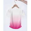 Arshiner Girls Shirts Side Ruched Short Sleeve Crewneck Fitted Tops Casual Summer Soft Tee Clothes 5-12 Years(Gradient Pink)