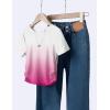 Arshiner Girls Shirts Side Ruched Short Sleeve Crewneck Fitted Tops Casual Summer Soft Tee Clothes 5-12 Years(Gradient Pink)