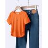 Arshiner Girls Shirts Side Ruched Short Sleeve Crewneck Fitted Tops Casual Summer Soft Tee Clothes 5-12 Years(Orange)