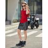 Arshiner Girls Shirts Side Ruched Short Sleeve Crewneck Fitted Tops Casual Summer Soft Tee Clothes 5-12 Years(Red/White)