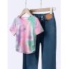 Arshiner Girls Shirts Side Ruched Short Sleeve Crewneck Fitted Tops Casual Summer Soft Tee Clothes 5-12 Years(Tie Dye)