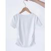 Arshiner Girls Shirts Side Ruched Short Sleeve Crewneck Fitted Tops Casual Summer Soft Tee Clothes 5-12 Years(White)