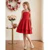 Arshiner Girls Summer Spaghetti Strap Dresses Flowy Tiered Ruched Smocked Back Casual Beach Midi Sundress(Red)