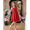 Arshiner Girls Summer Spaghetti Strap Dresses Flowy Tiered Ruched Smocked Back Casual Beach Midi Sundress(Red)