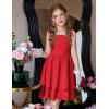 Arshiner Girls Summer Spaghetti Strap Dresses Flowy Tiered Ruched Smocked Back Casual Beach Midi Sundress(Red)