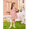 Arshiner Girls’ Summer Sundress Boho Spaghetti Strap Ruffled Tiered Dresses Casual Midi Cami Dress(B-pink-hawaiian)