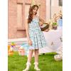 Arshiner Girls’ Summer Sundress Boho Spaghetti Strap Ruffled Tiered Dresses Casual Midi Cami Dress(Green and White-floral)