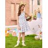 Arshiner Girls’ Summer Sundress Boho Spaghetti Strap Ruffled Tiered Dresses Casual Midi Cami Dress(Purple and White-floral)