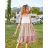 Arshiner Girl’s Summer Sundress Spaghetti Strap Solid Linen Midi Dress Casual Cami Dresses(Pat2)