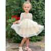 Arshiner Girls Velvet Tutu Dress Toddler Puff Long Sleeve Tiered Tulle Fall Winter Party Dresses with Ribbon(Champagne)