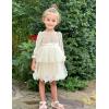 Arshiner Girls Velvet Tutu Dress Toddler Puff Long Sleeve Tiered Tulle Fall Winter Party Dresses with Ribbon(Champagne)