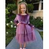 Arshiner Girls Velvet Tutu Dress Toddler Puff Long Sleeve Tiered Tulle Fall Winter Party Dresses with Ribbon(Fuchsia)