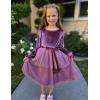 Arshiner Girls Velvet Tutu Dress Toddler Puff Long Sleeve Tiered Tulle Fall Winter Party Dresses with Ribbon(Fuchsia)