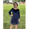 Arshiner Girls Velvet Tutu Dress Toddler Puff Long Sleeve Tiered Tulle Fall Winter Party Dresses with Ribbon(Navy Blue)