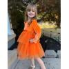 Arshiner Girls Velvet Tutu Dress Toddler Puff Long Sleeve Tiered Tulle Fall Winter Party Dresses with Ribbon(Orange)