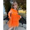 Arshiner Girls Velvet Tutu Dress Toddler Puff Long Sleeve Tiered Tulle Fall Winter Party Dresses with Ribbon(Orange)