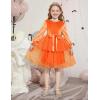 Arshiner Girls Velvet Tutu Dress Toddler Puff Long Sleeve Tiered Tulle Fall Winter Party Dresses with Ribbon(Orange)