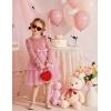 Arshiner Girls Velvet Tutu Dress Toddler Puff Long Sleeve Tiered Tulle Fall Winter Party Dresses with Ribbon(Pink)