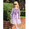 Arshiner Girls Velvet Tutu Dress Toddler Puff Long Sleeve Tiered Tulle Fall Winter Party Dresses with Ribbon(Purple)