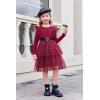 Arshiner Toddler Dress Baby Girls Tutu Tiered Formal Party Sequin Tulle Dresses Fall Winter Clothes for 1-6 Years(Dark Red)