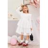 Arshiner Toddler Dress Baby Girls Tutu Tiered Formal Party Sequin Tulle Dresses Fall Winter Clothes for 1-6 Years(White)