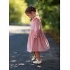Arshiner Toddler Girls Long Sleeve Velvet Dress Ruffled Crew Neck Midi A-Line Fall Vintage Dress with Pockets for Kids 2-8Y(Pink)
